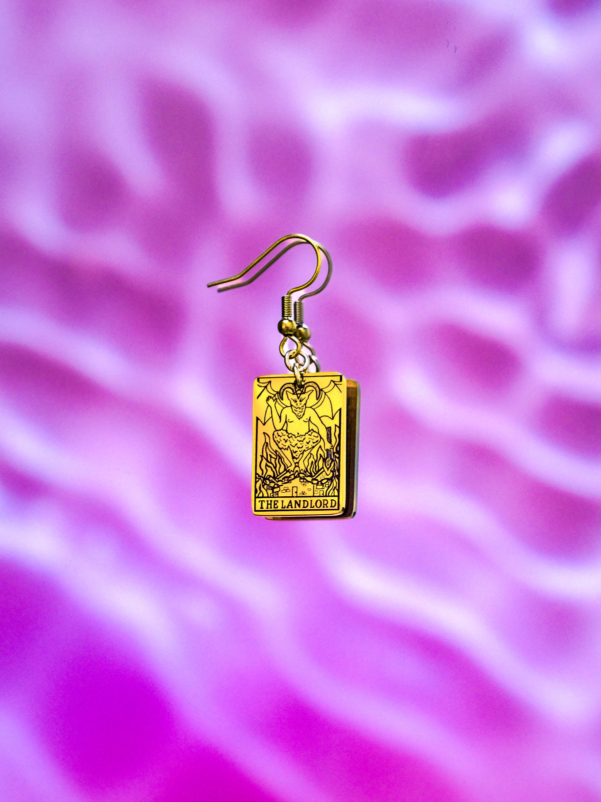 Gold The Landlord Tarot Card Earrings in 304 Stainless Steel