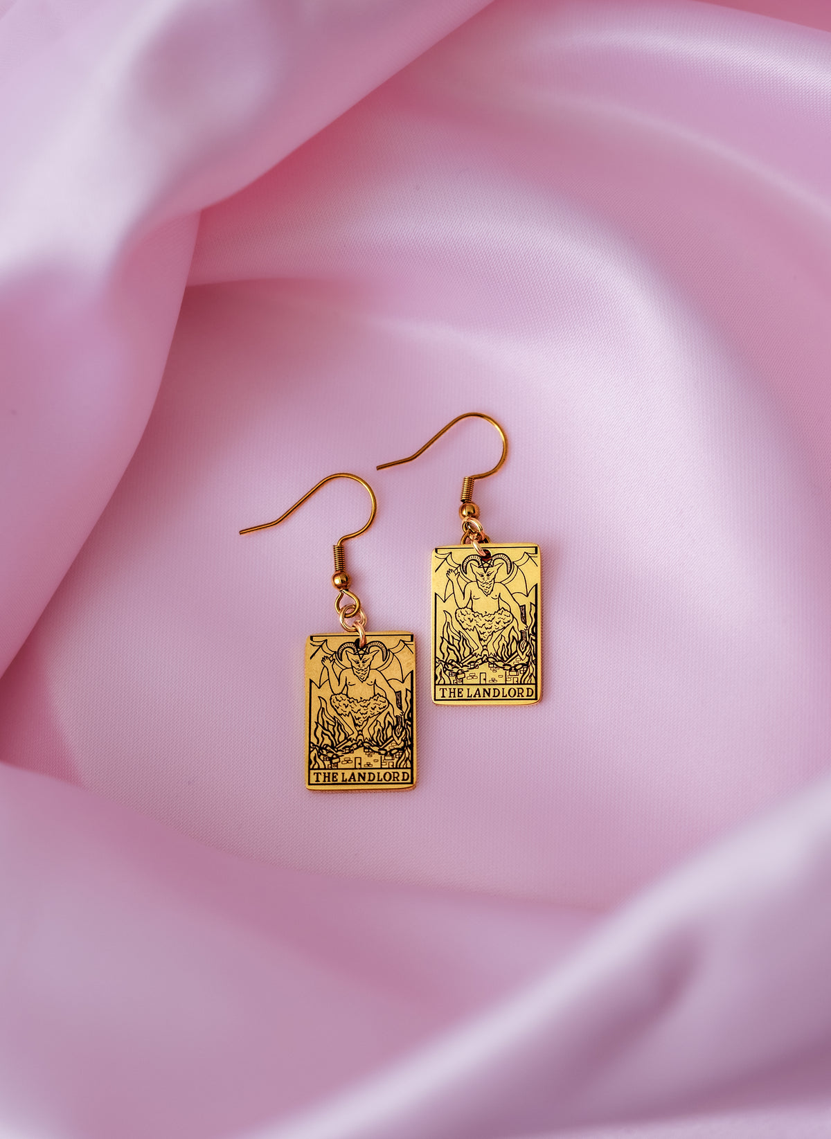 Gold The Landlord Tarot Card Earrings in 304 Stainless Steel