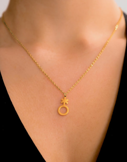 Gold Non binary symbol necklace, 304 stainless steel