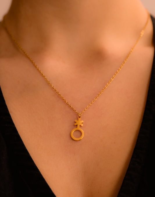 Gold Non binary symbol necklace, 304 stainless steel