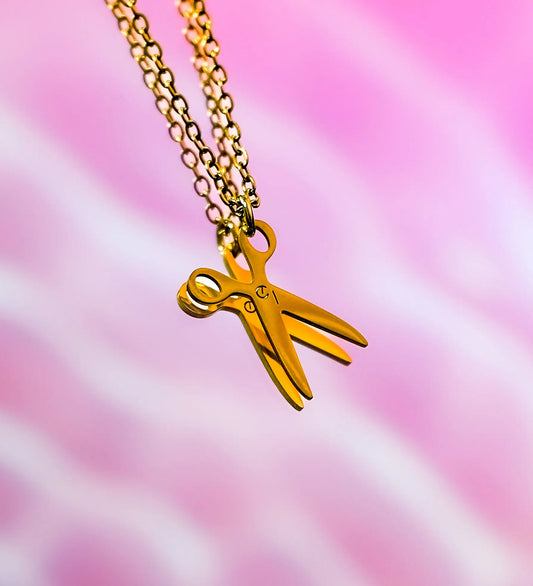 Gold Single Scissor Charm Necklace in 304 Stainless Steel Leftbians
