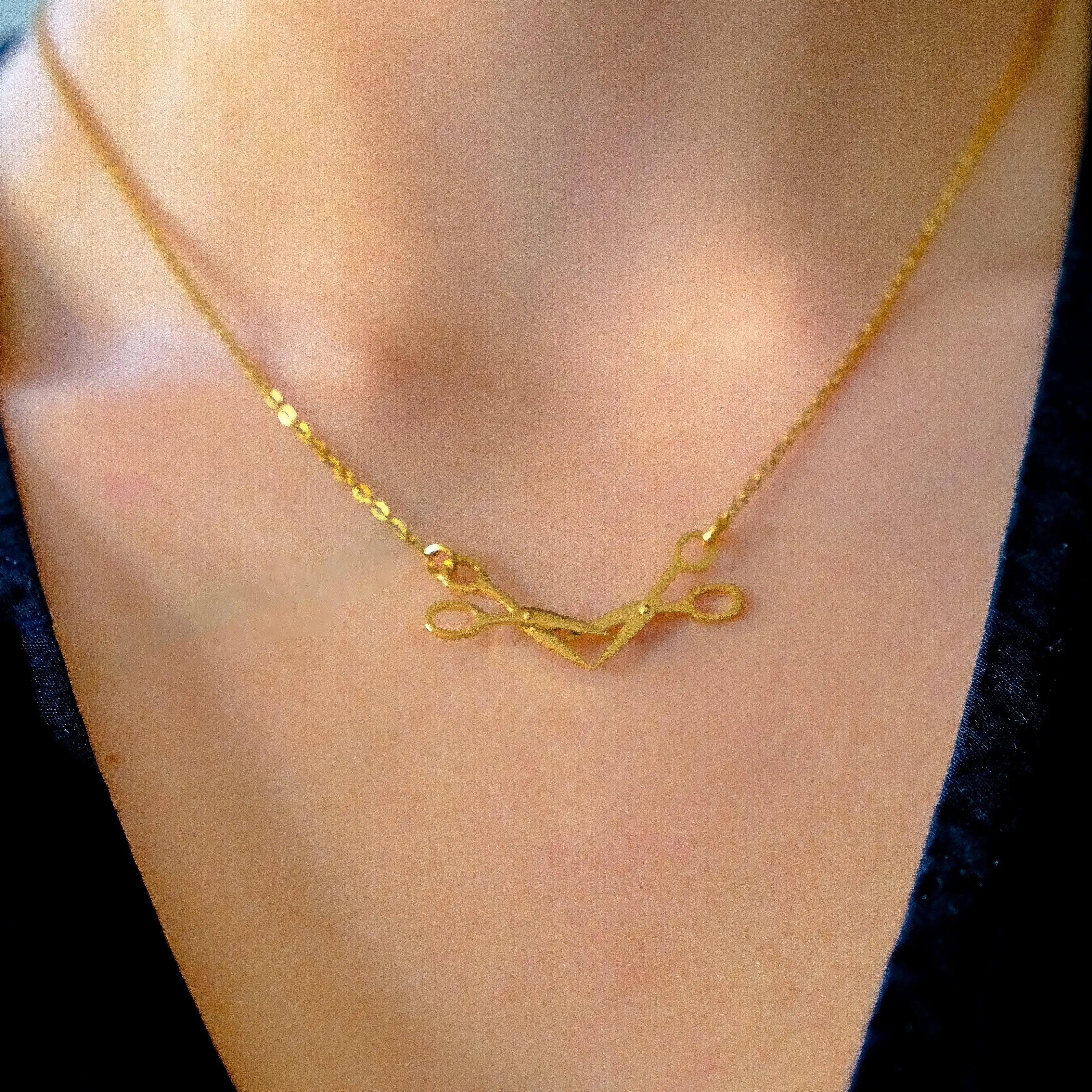 Gold Scissor necklace in 304 stainless steel Leftbians