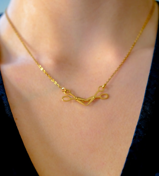 Gold Scissor necklace in 304 stainless steel