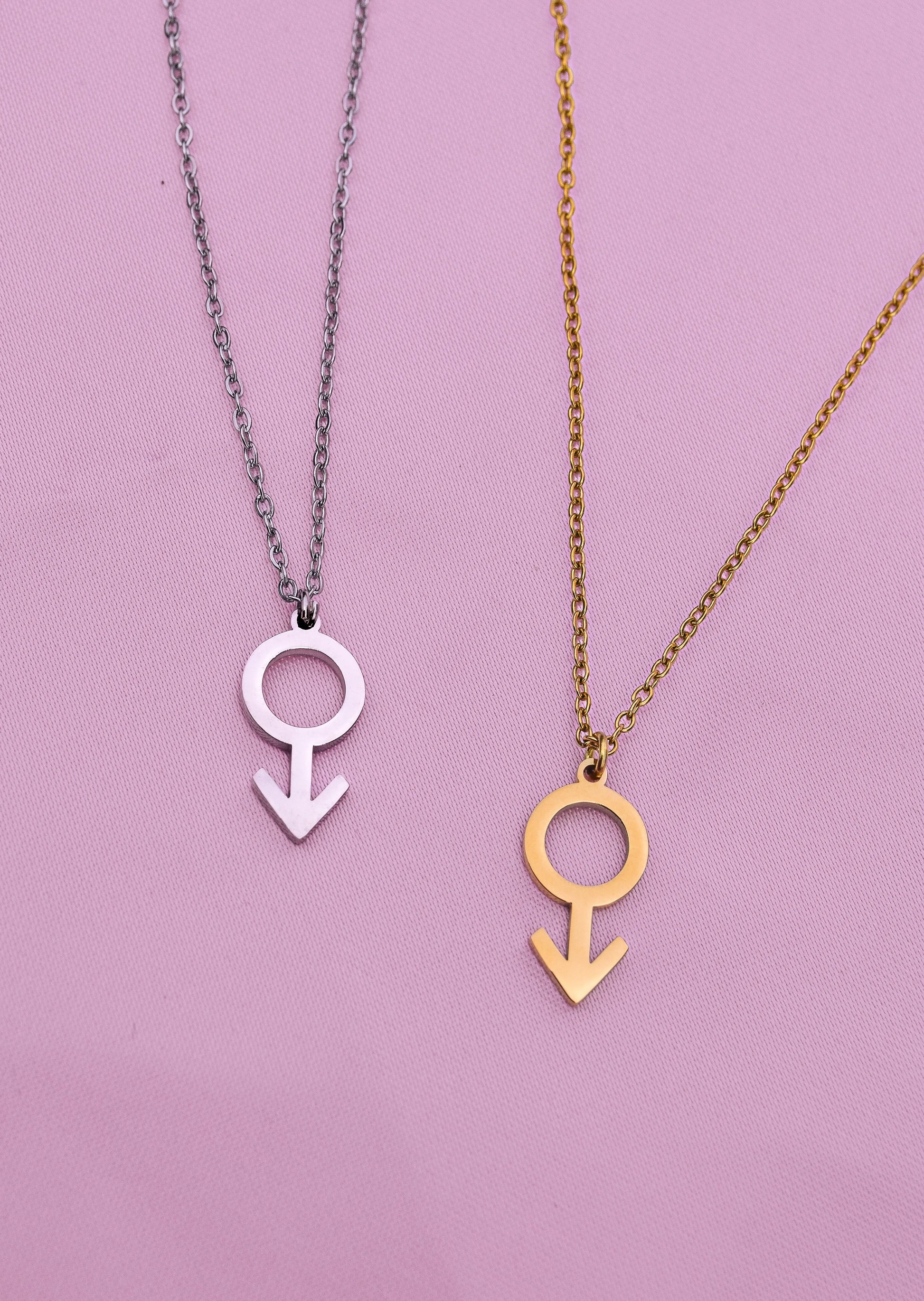Gold mars symbol necklace in 304 stainless steel Leftbians