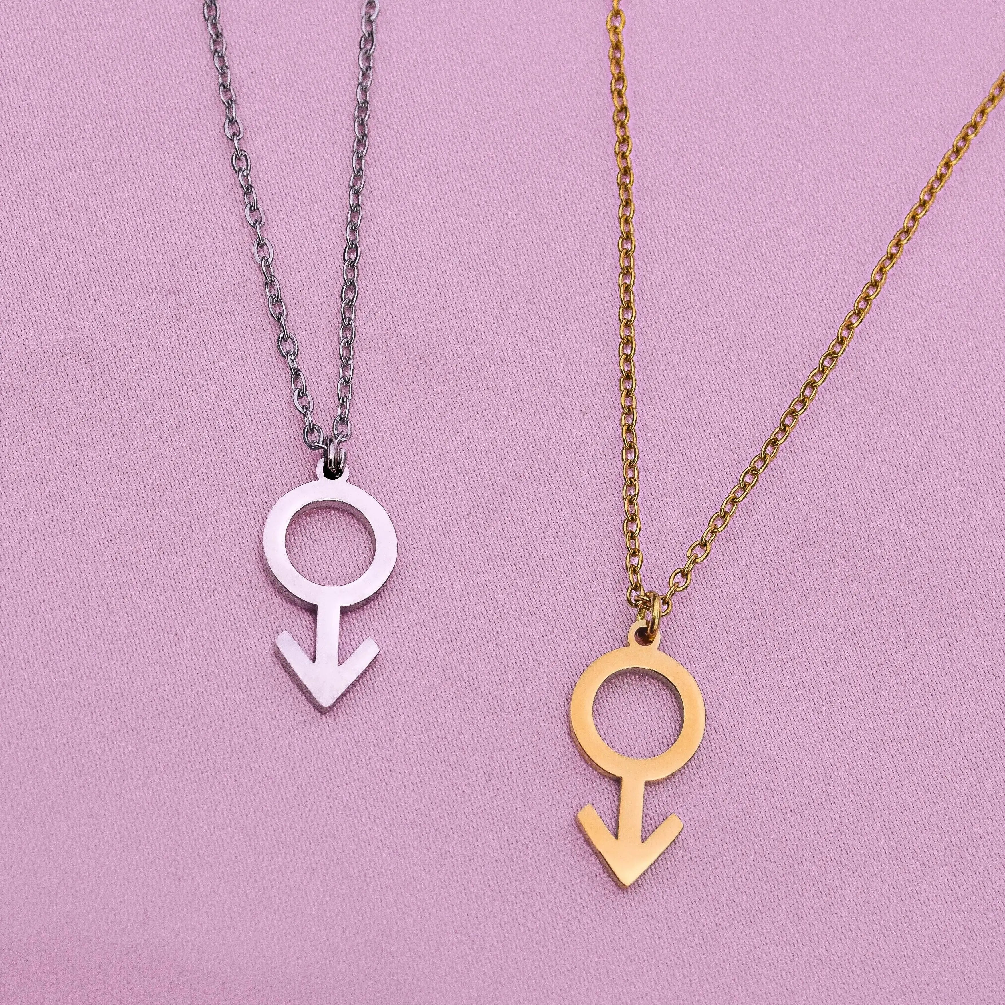 Gold mars symbol necklace in 304 stainless steel Leftbians