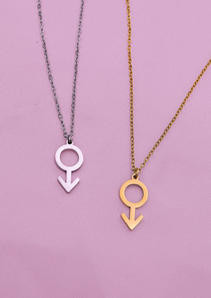 Gold mars symbol necklace in 304 stainless steel Leftbians