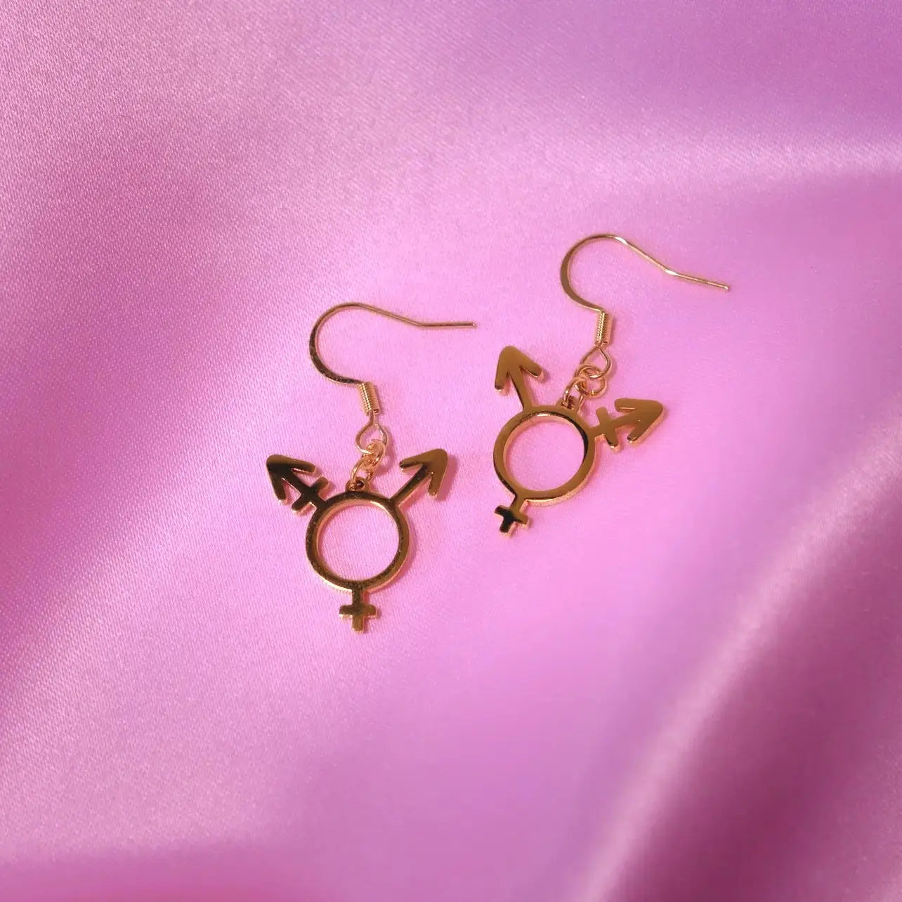 Transgender symbol earrings gold plated stainless steel Leftbians