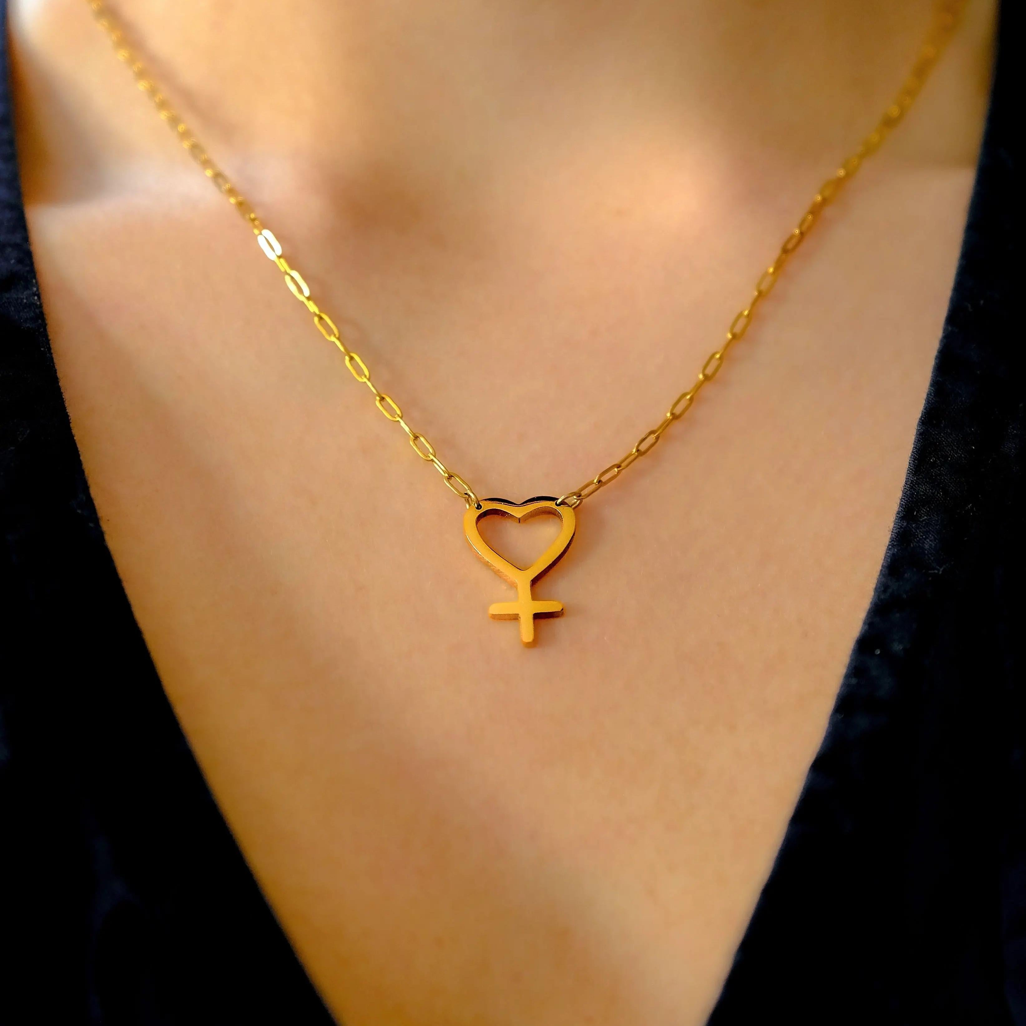 Gold Heart Venus necklace in 304 stainless steel Leftbians