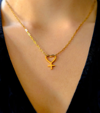 Gold Heart Venus necklace in 304 stainless steel Leftbians