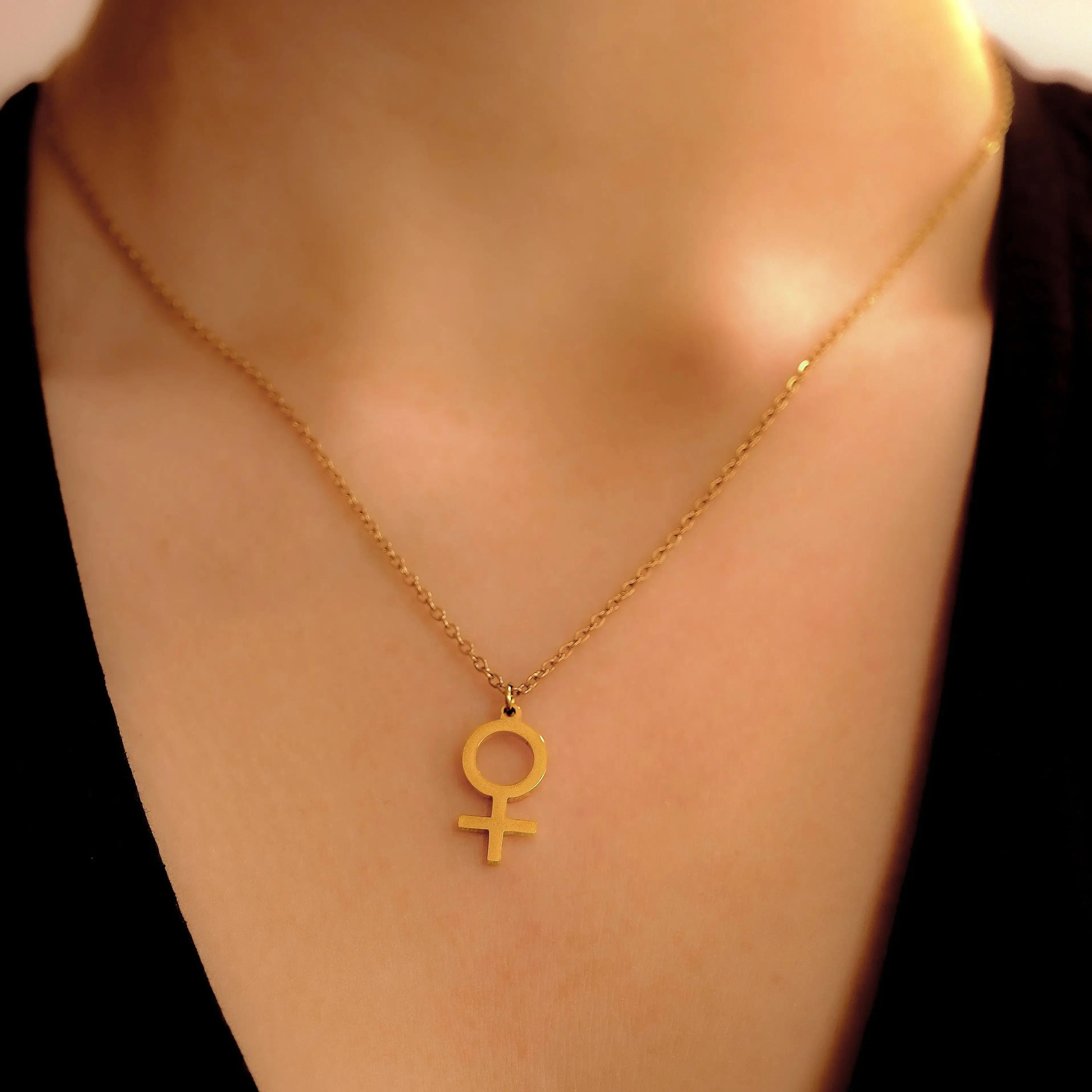 Venus symbol necklace in gold plated stainless steel Leftbians