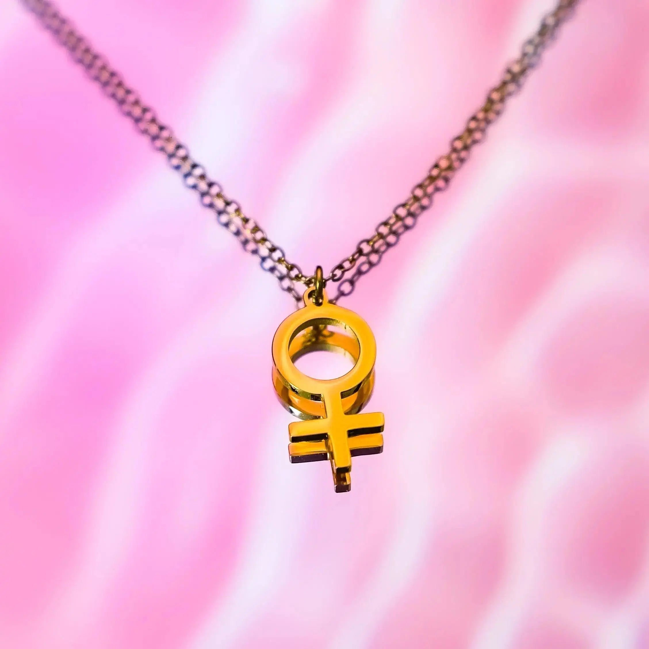 Venus symbol necklace in gold plated stainless steel Leftbians