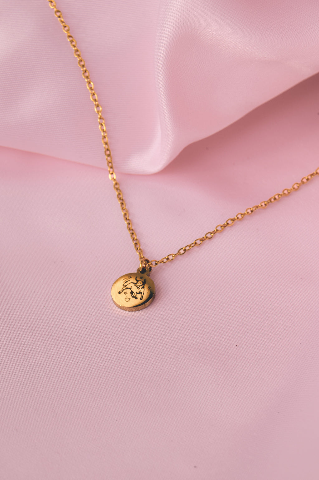 Gold Star Sign Engraved Charm Necklace in 304 Stainless Steel