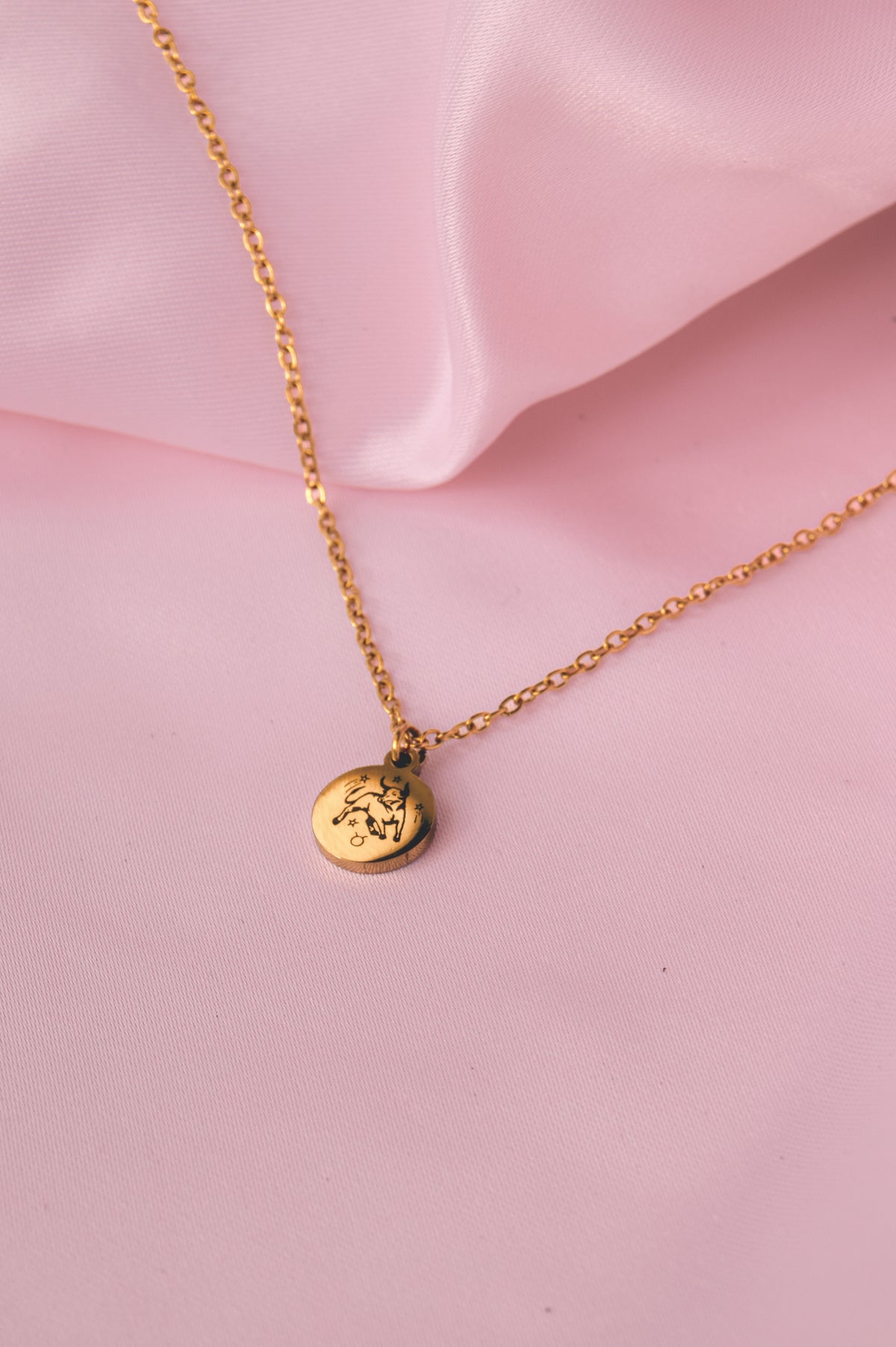 Gold Star Sign Engraved Charm Necklace in 304 Stainless Steel