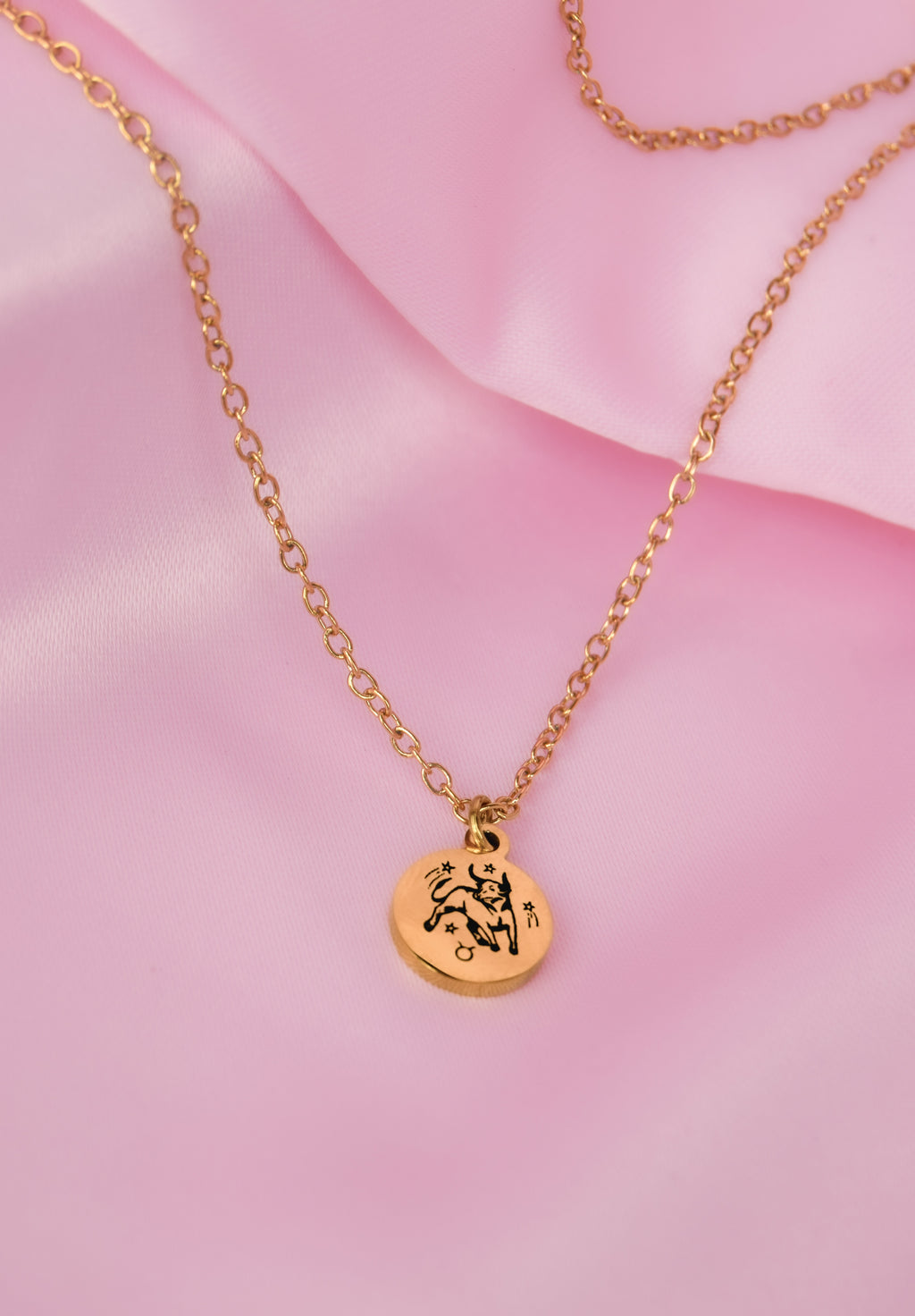 Gold Star Sign Engraved Charm Necklace in 304 Stainless Steel