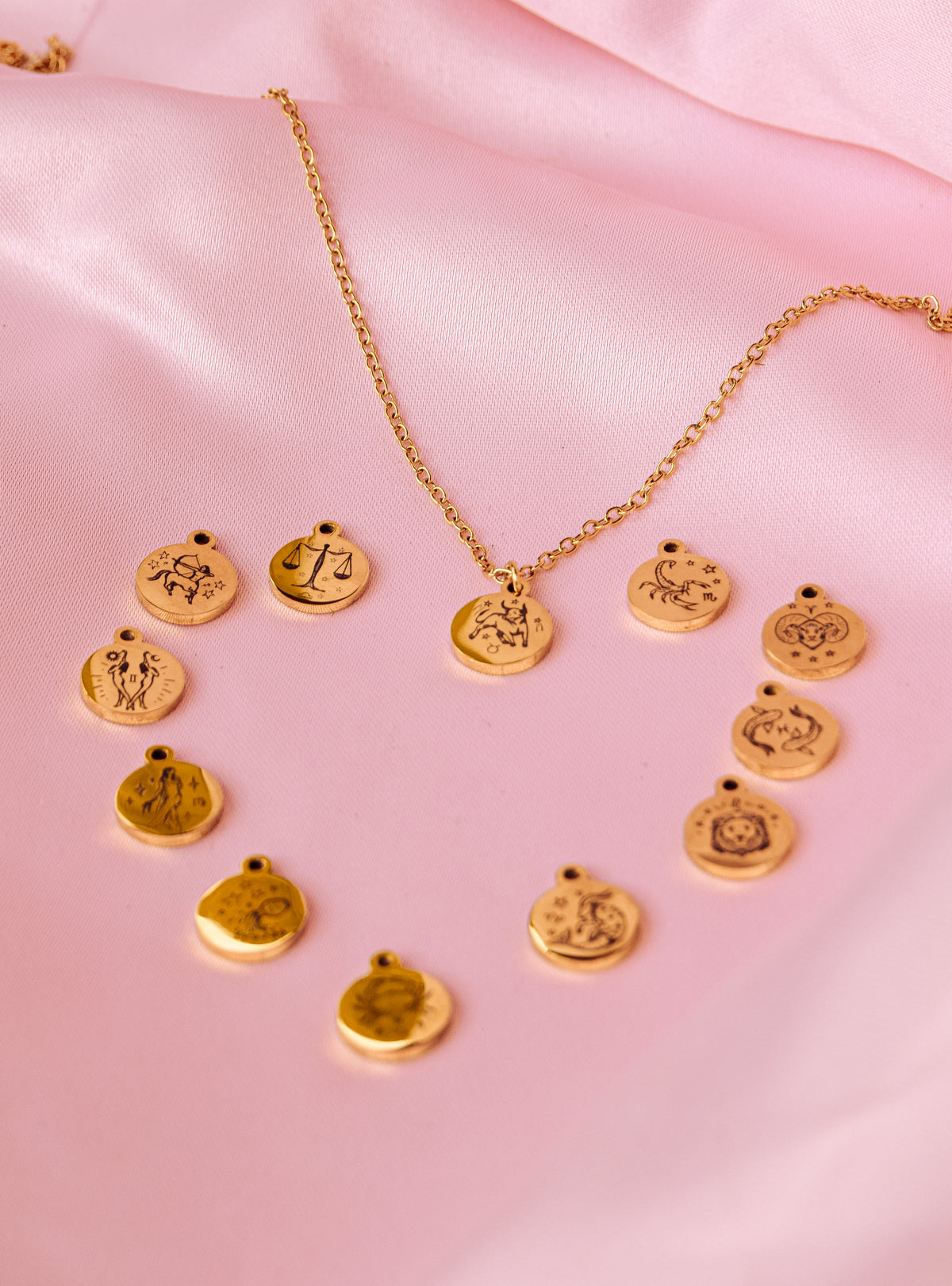 Gold Star Sign Engraved Charm Necklace in 304 Stainless Steel