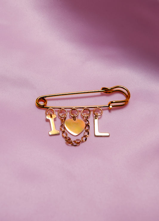 Gold custom couples brooch