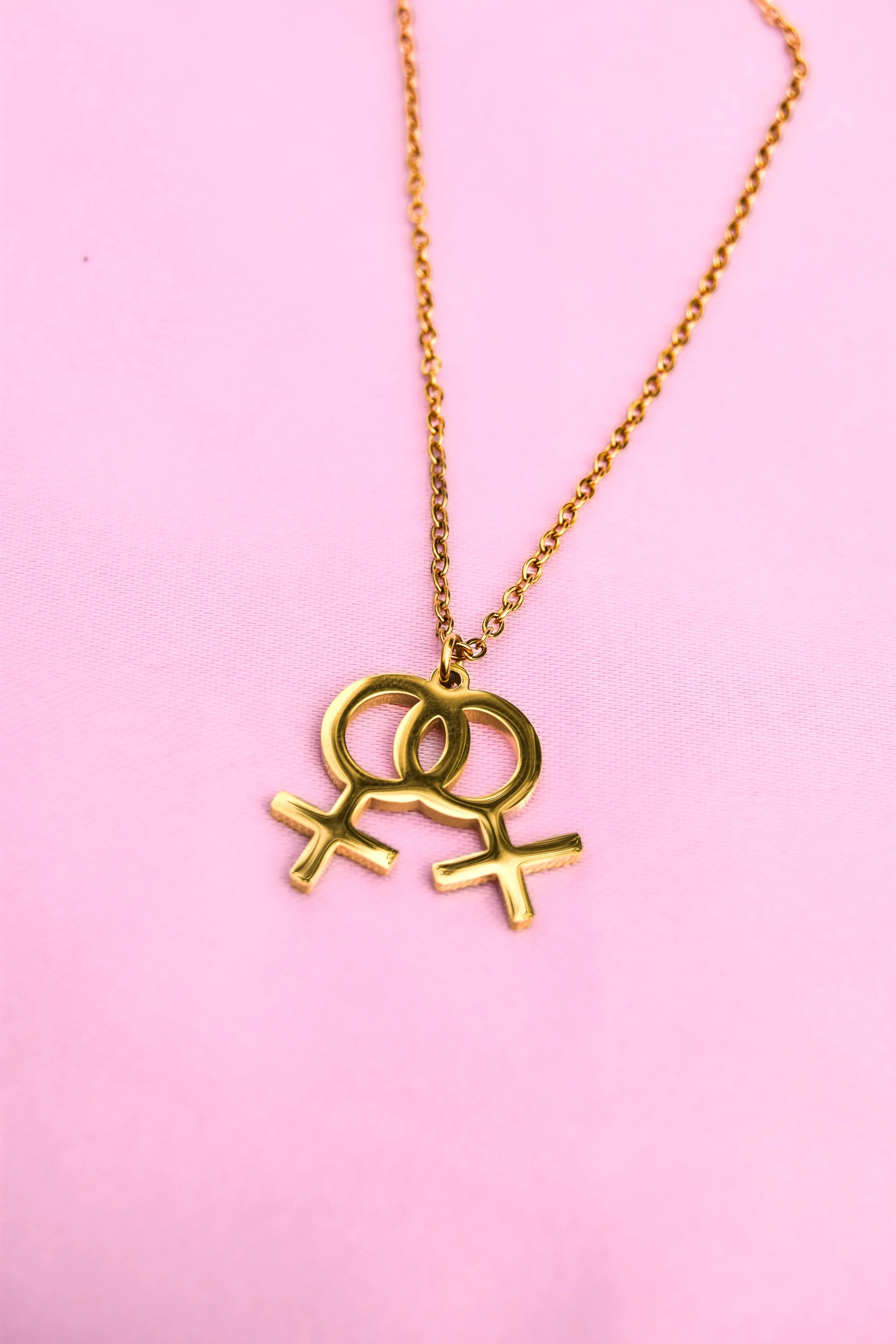Gold double venus symbol necklace in 304 stainless steel Leftbians