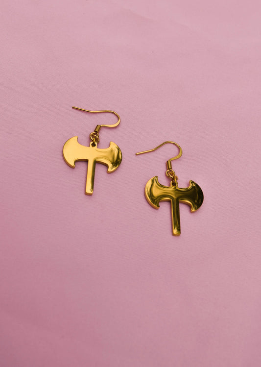 Gold Labrys earrings in 304 stainless steel