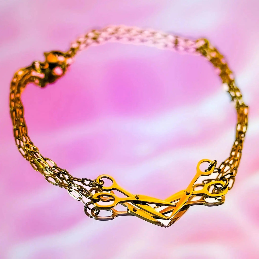 Gold Scissor bracelet in 304 stainless steel Leftbians