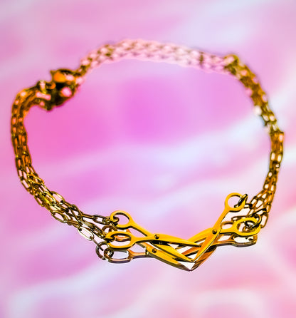 Gold Scissor bracelet in 304 stainless steel