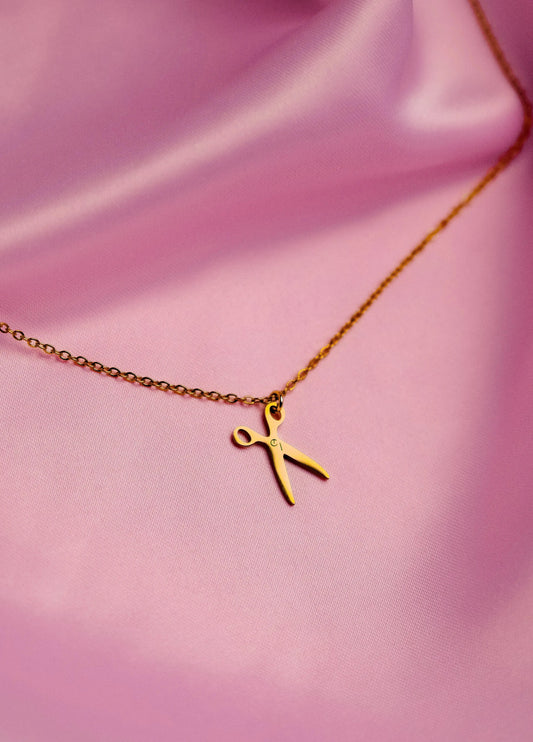 Gold single scissor charm necklace in stainless steel Leftbians