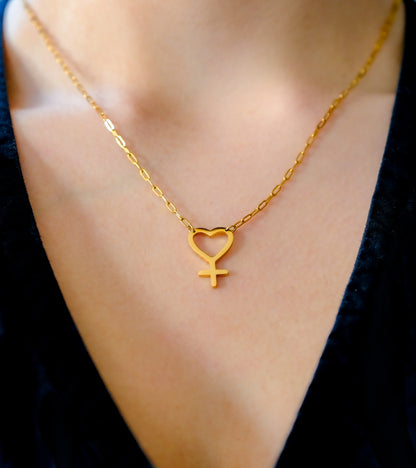 Gold Heart Venus necklace in 304 stainless steel