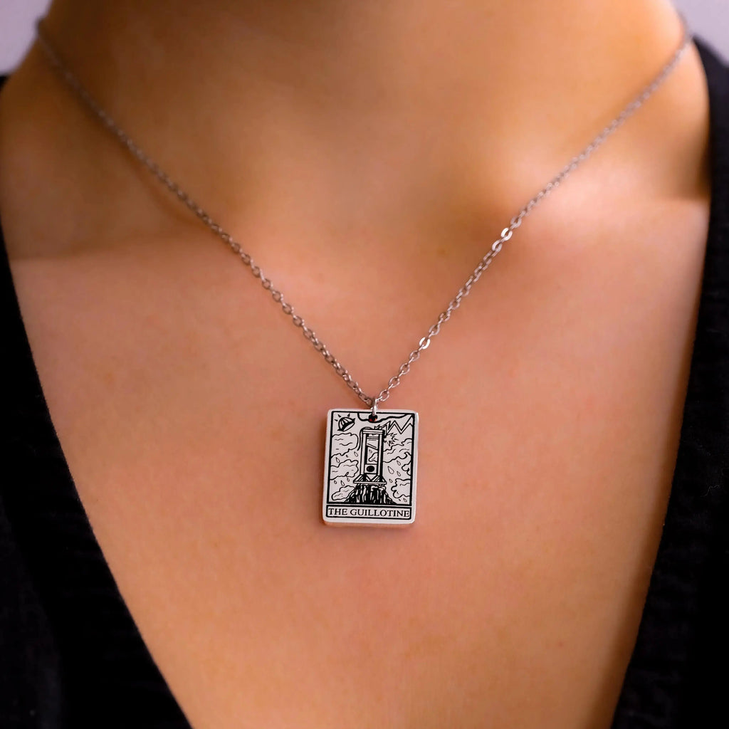 The Guillotine Tarot Card Stainless Steel Necklace Leftbians