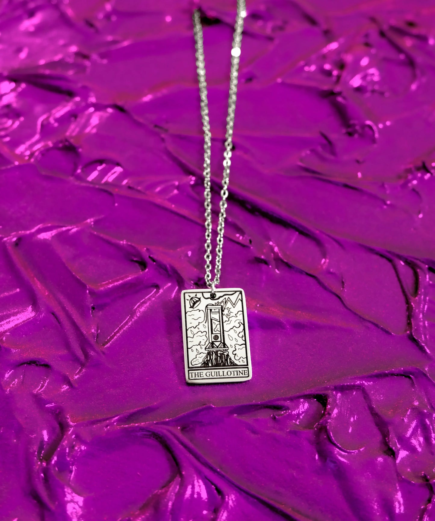 The Guillotine Tarot Card Stainless Steel Necklace Leftbians