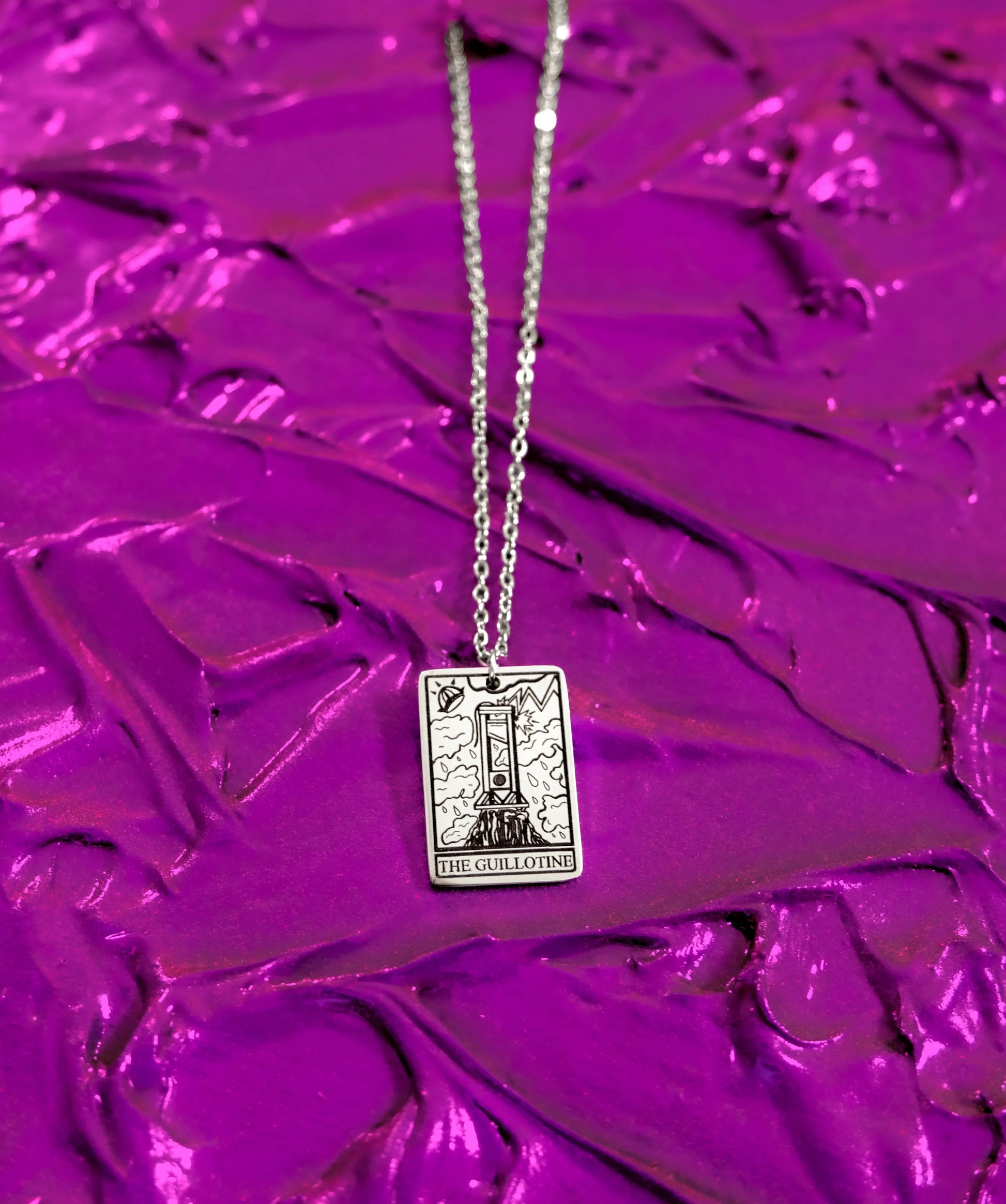 The Guillotine Tarot Card Stainless Steel Necklace Leftbians