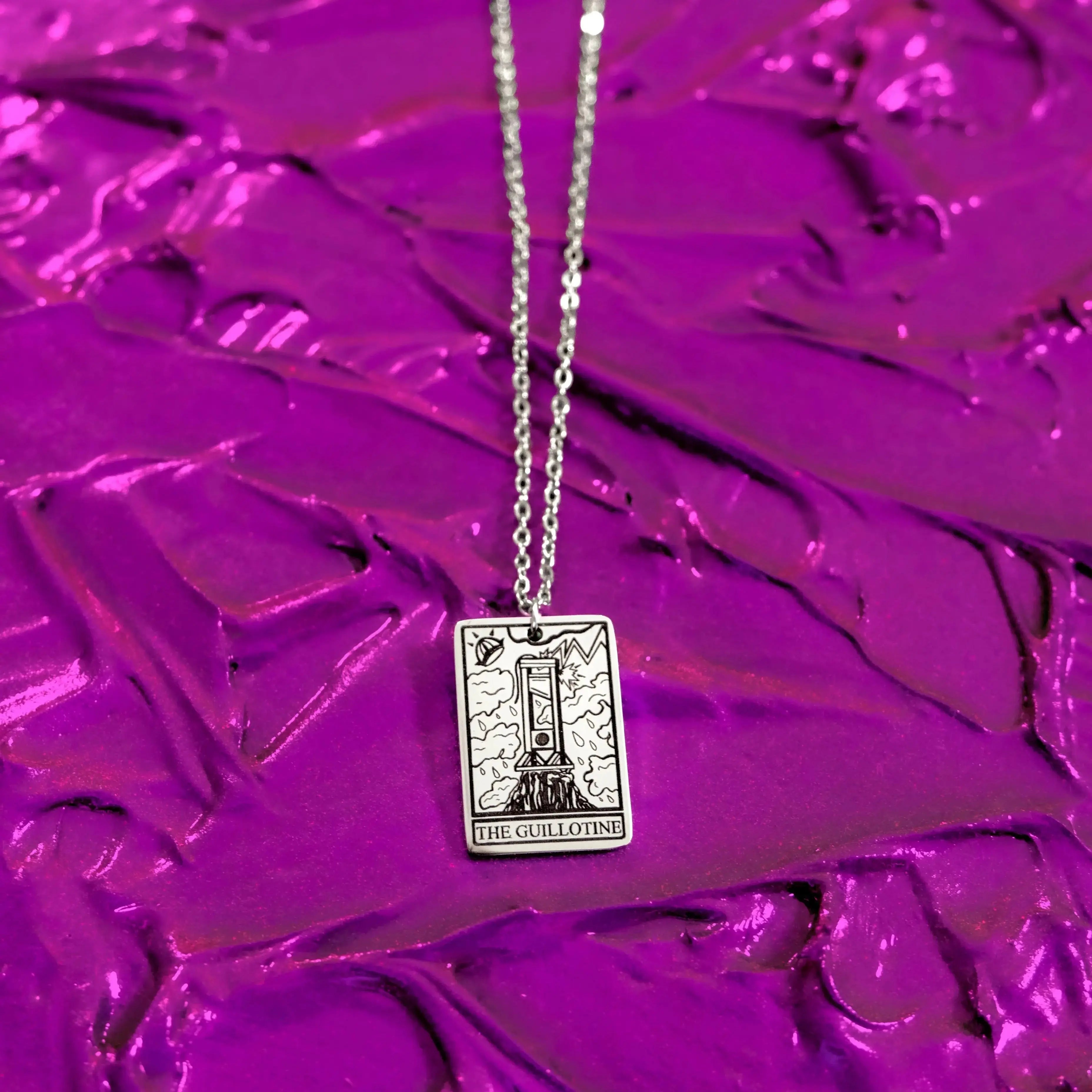 The Guillotine Tarot Card Stainless Steel Necklace Leftbians