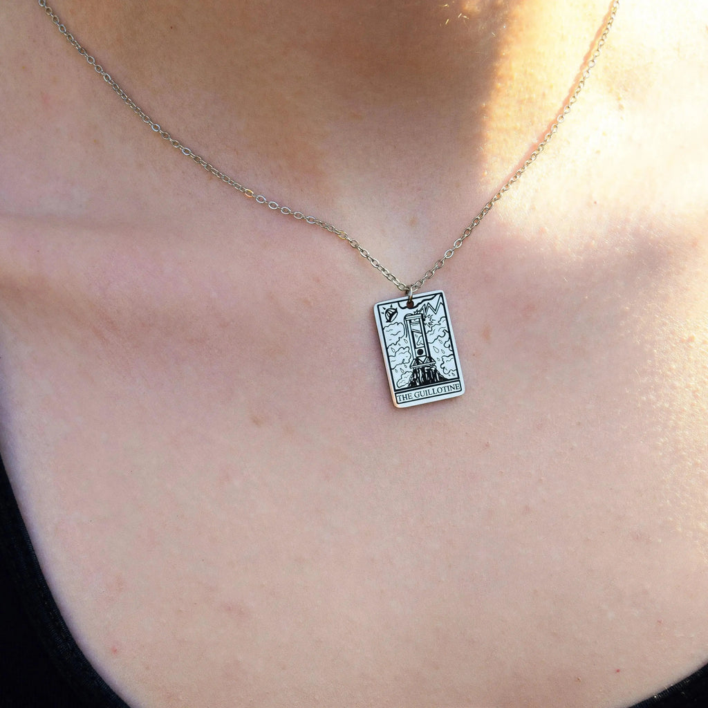 The Guillotine Tarot Card Stainless Steel Necklace Leftbians