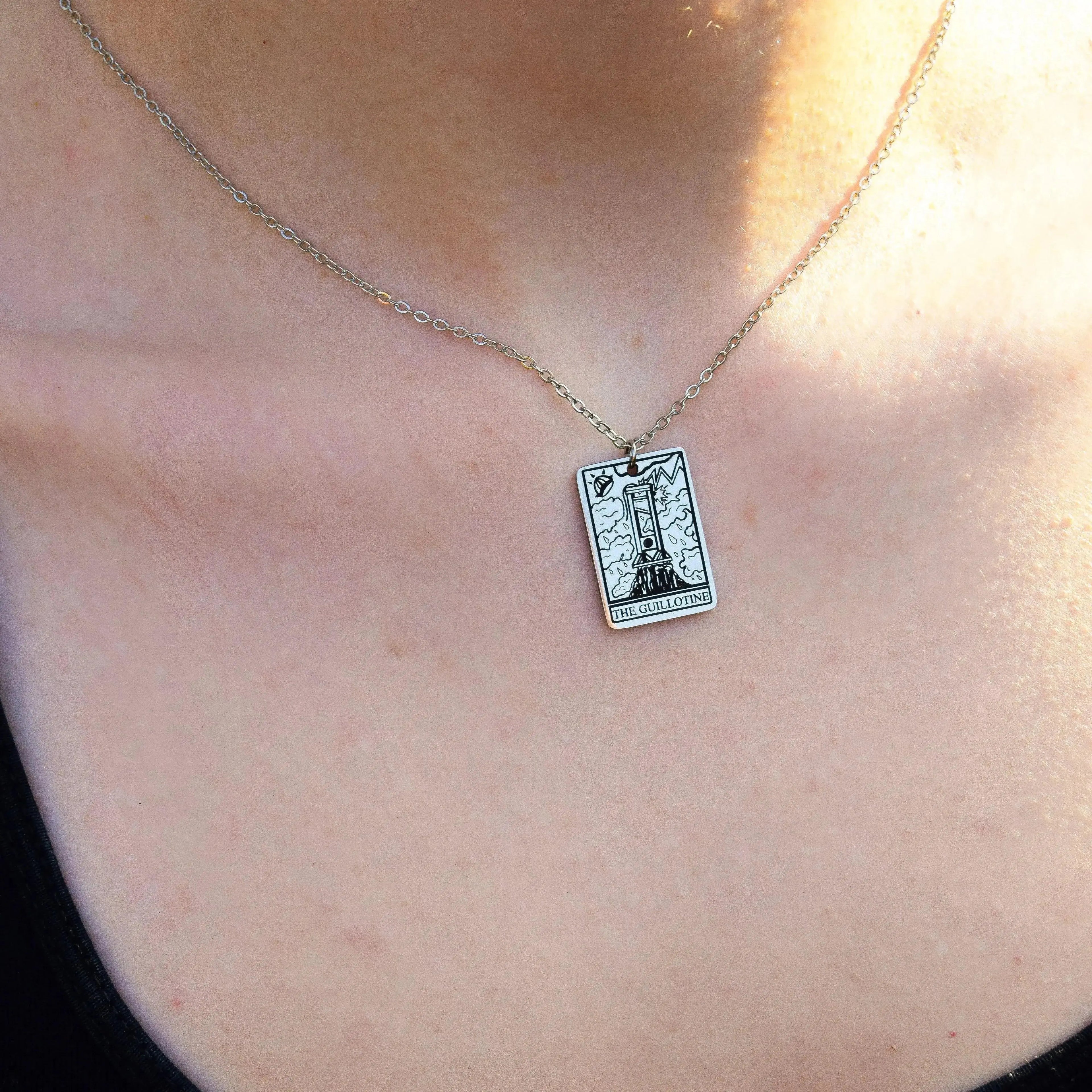 The Guillotine Tarot Card Stainless Steel Necklace Leftbians
