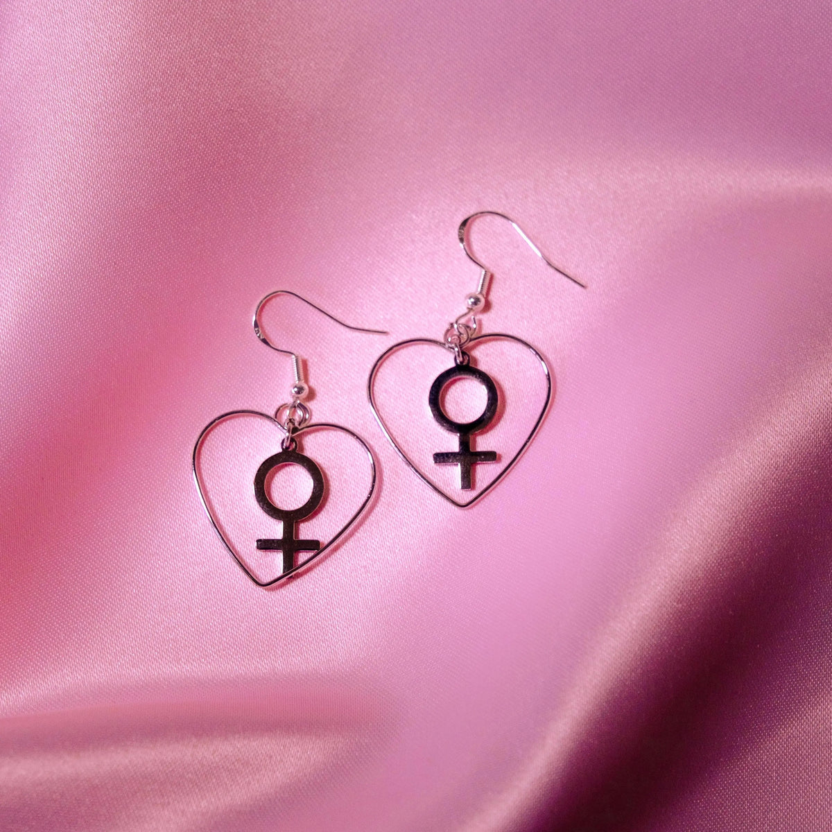 Venus in Love Heart Earrings Leftbians