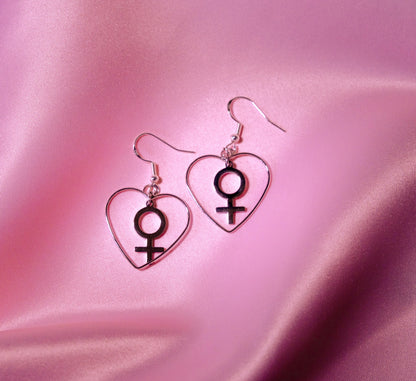 Venus in Love Heart Earrings Leftbians