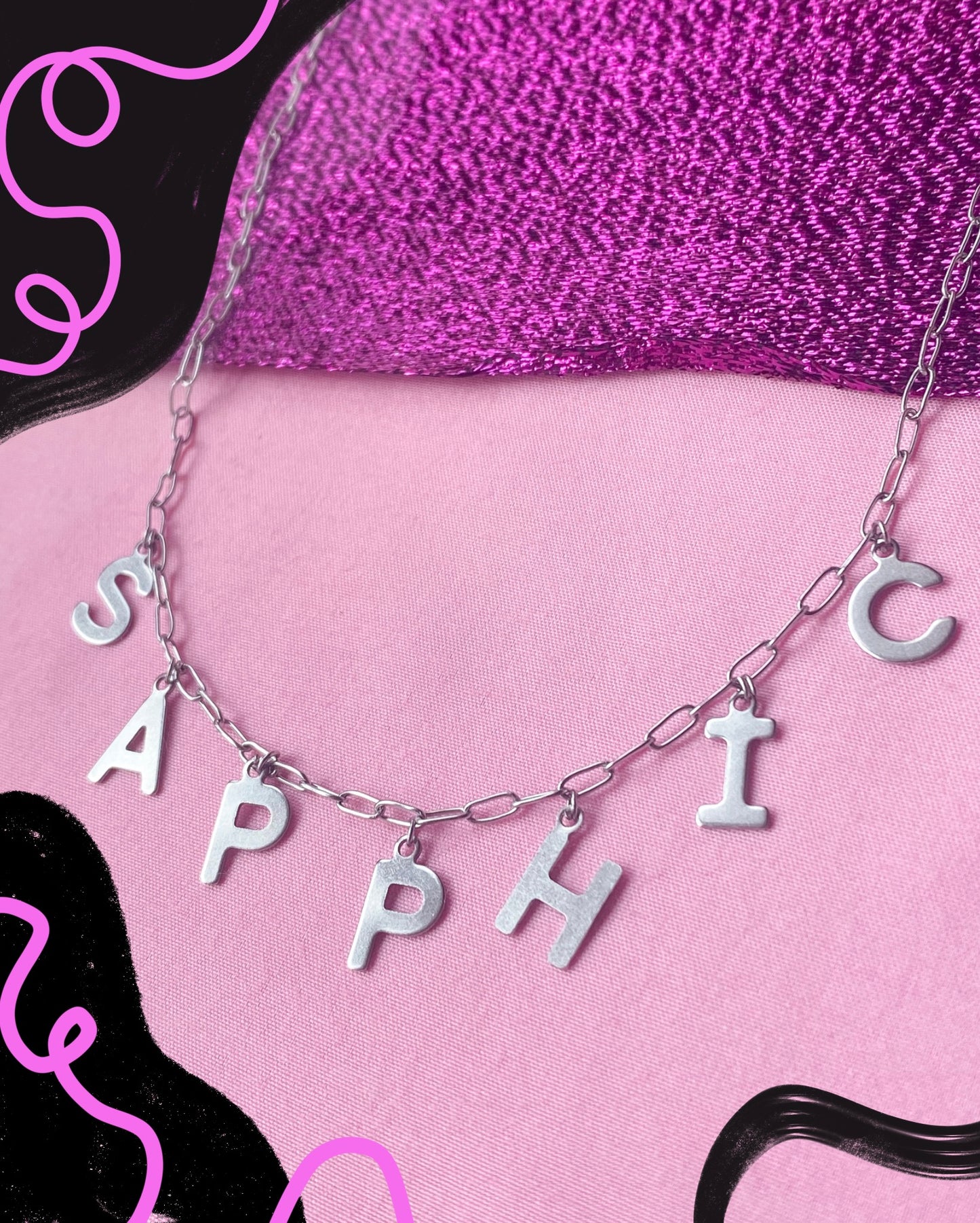 SAPPHIC stainless steel letter charm necklace