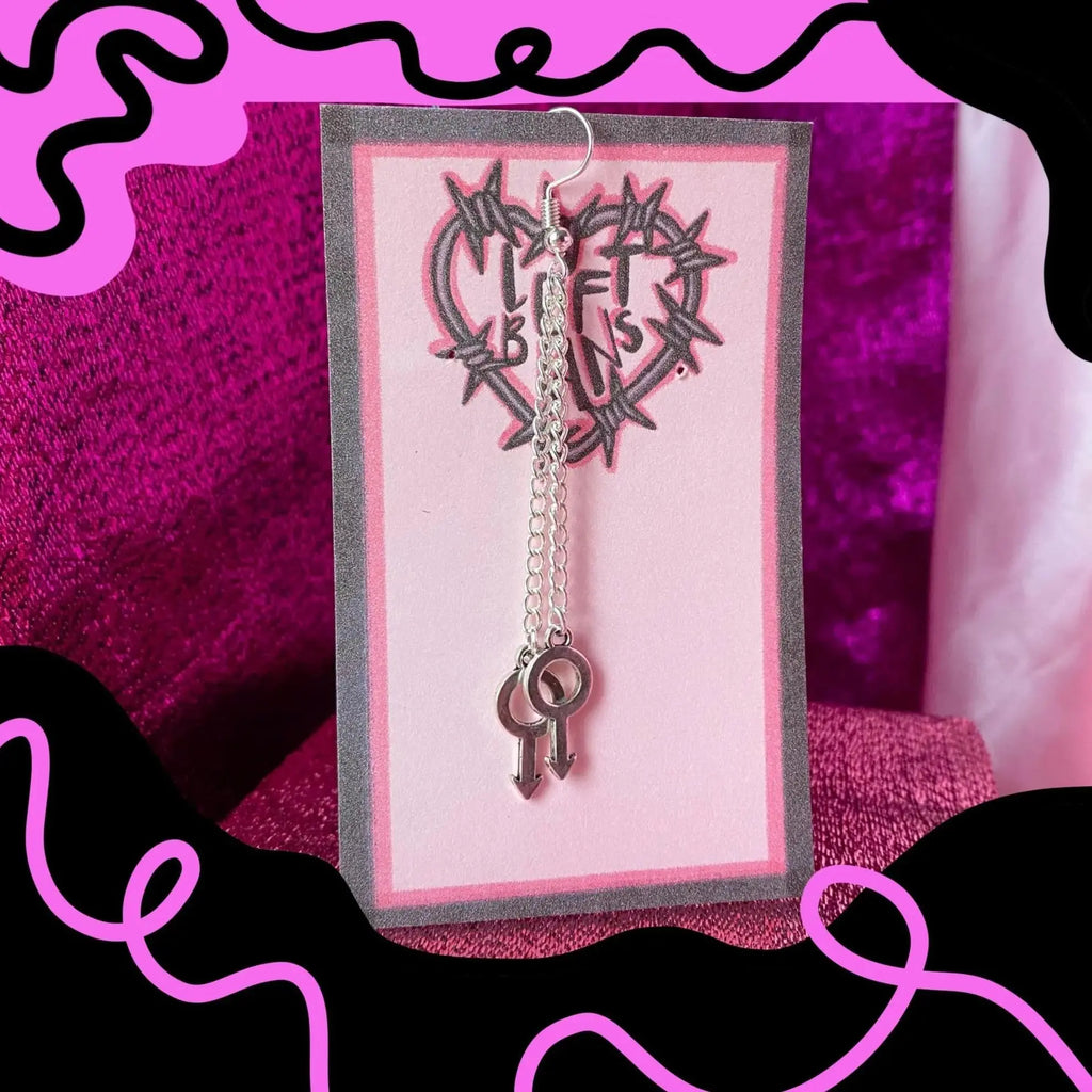 Mars charm dangle drop earrings Leftbians