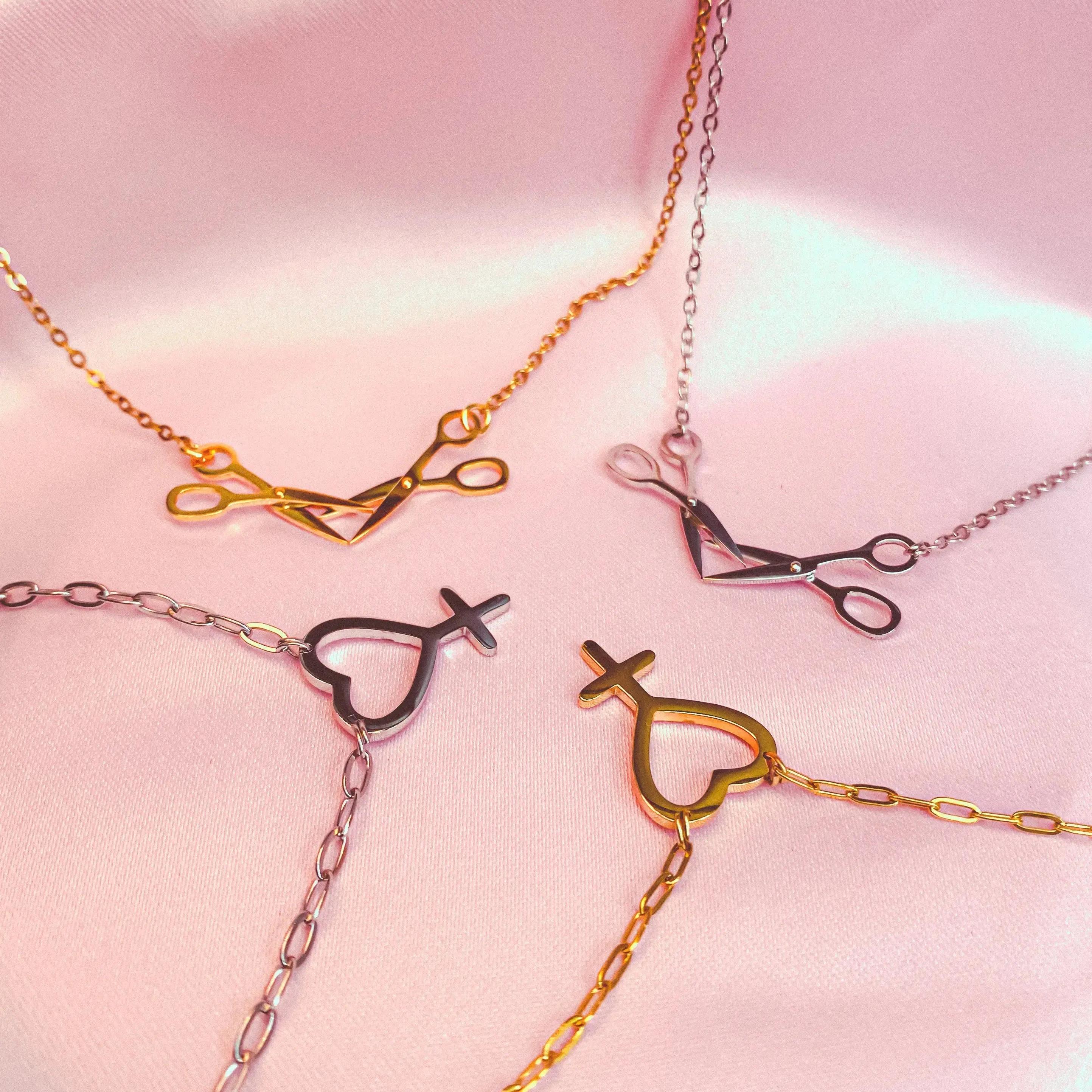 Gold Scissor necklace in 304 stainless steel Leftbians