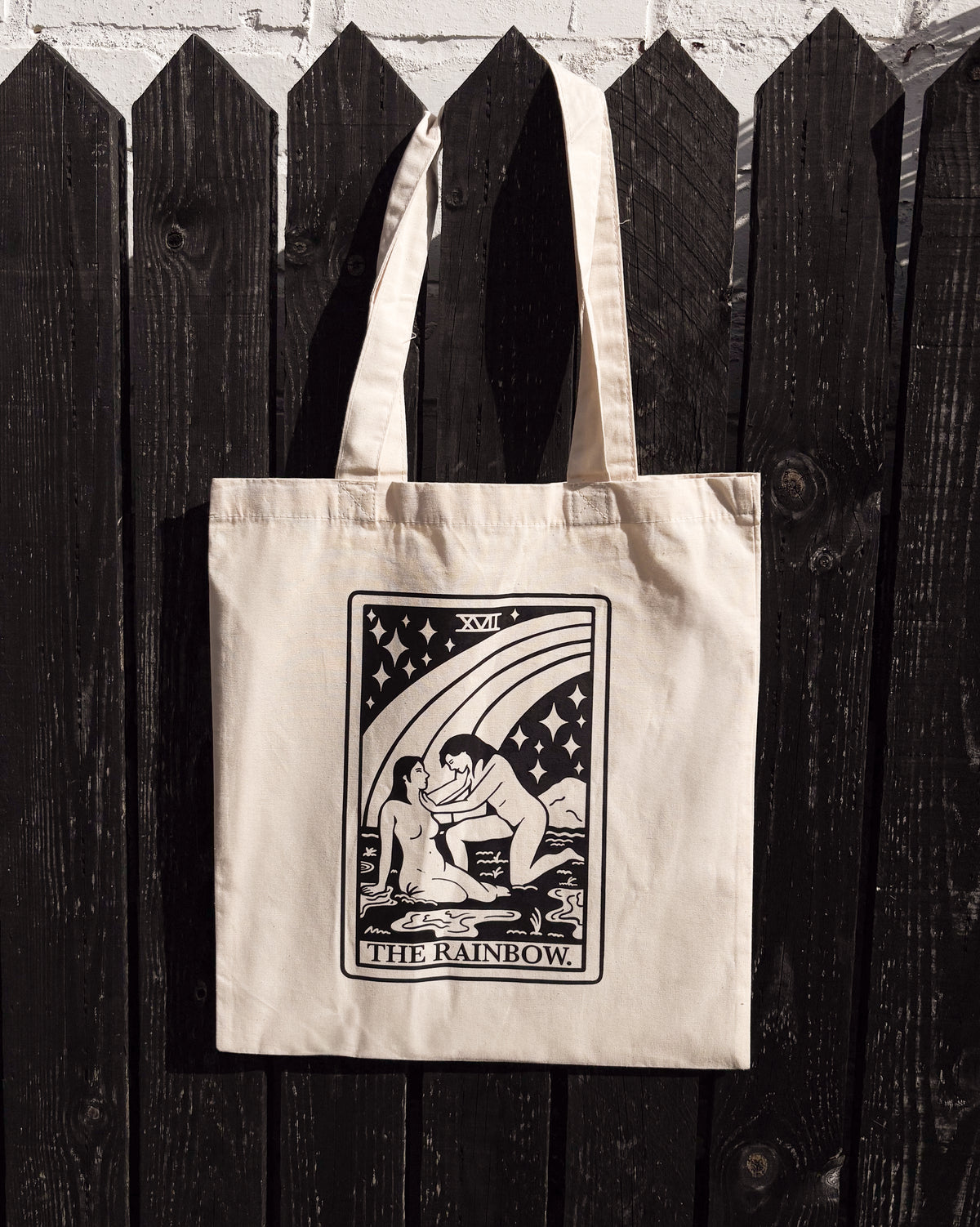 The Rainbow Tarot Card Cotton Tote Bag in Beige