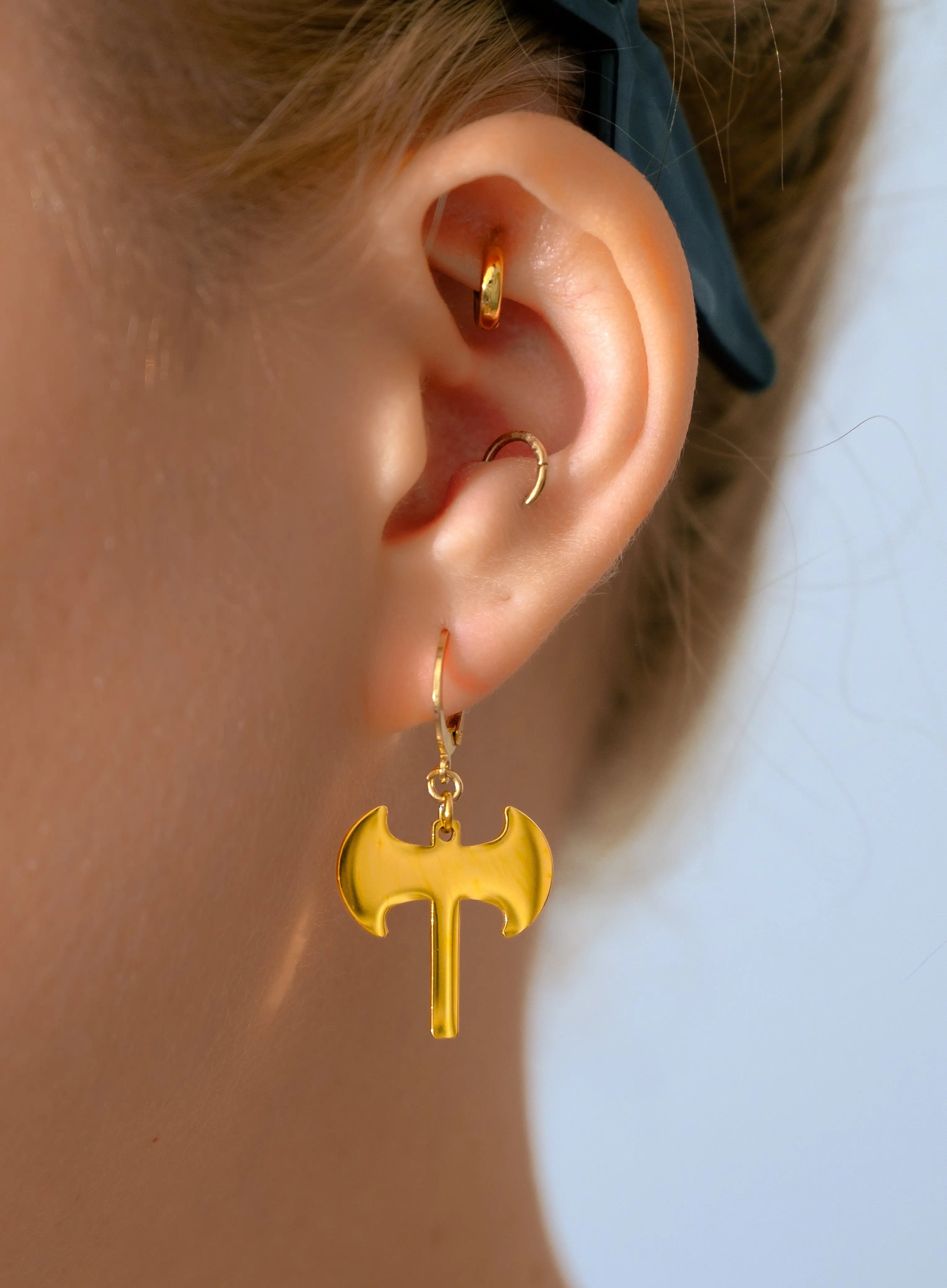 Gold Labrys Earrings in 304 Stainless Steel
