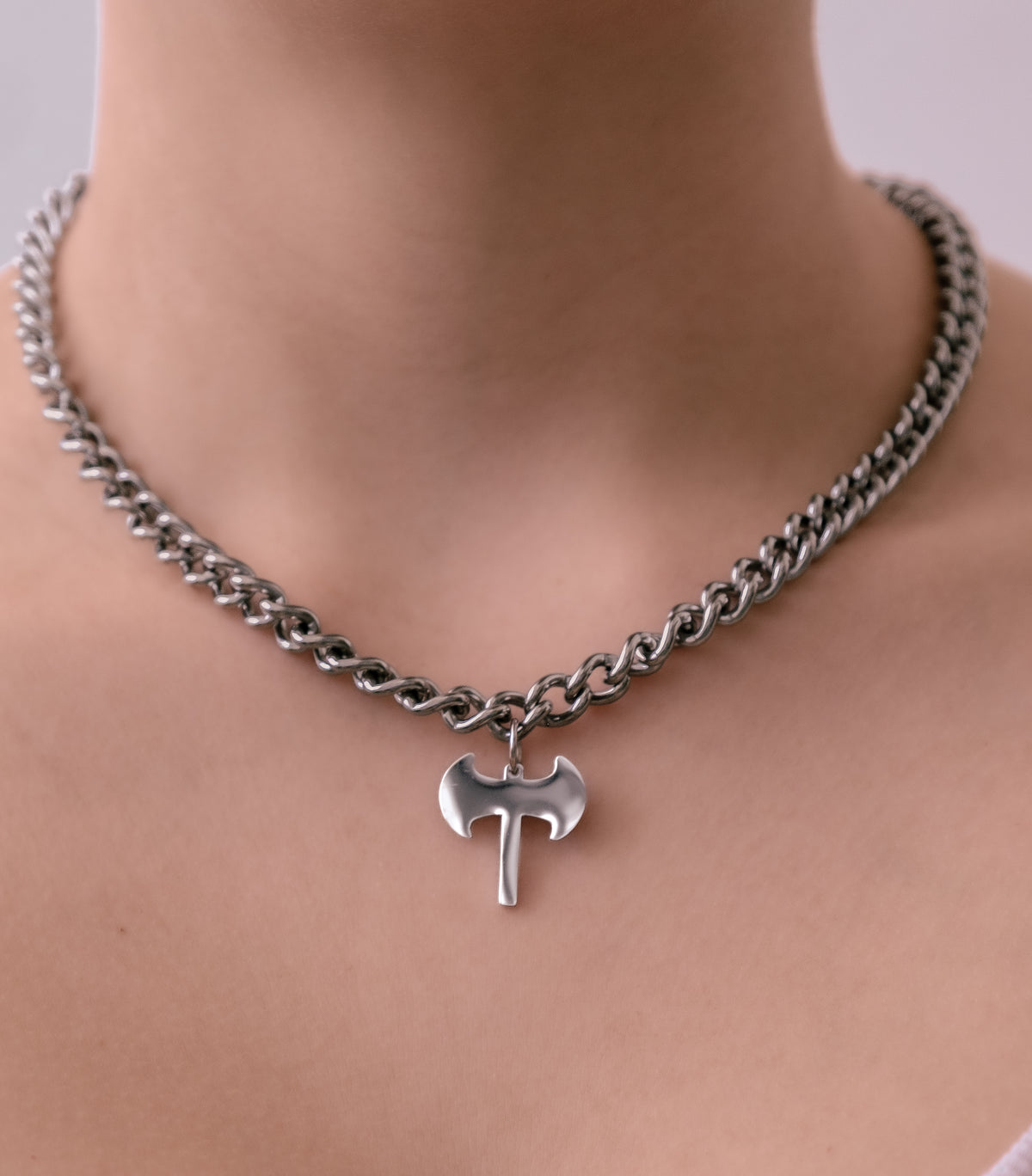 Labrys Symbol Chunky Chain Necklace in 304 Stainless Steel