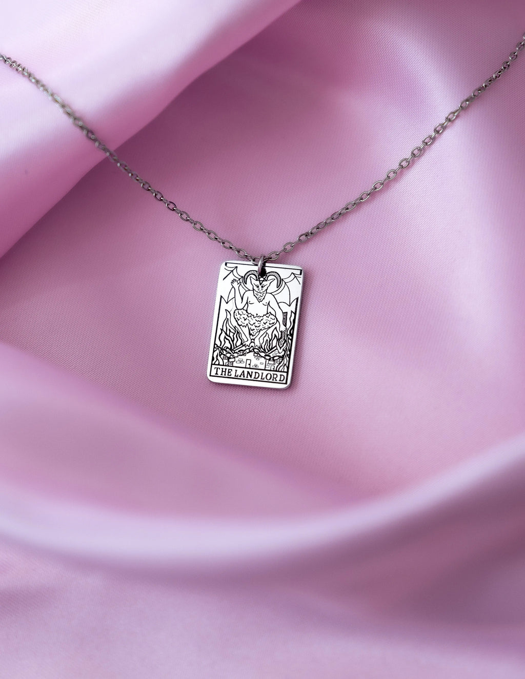 The Landlord Tarot Card Engraved Necklace in 304 Stainless Steel