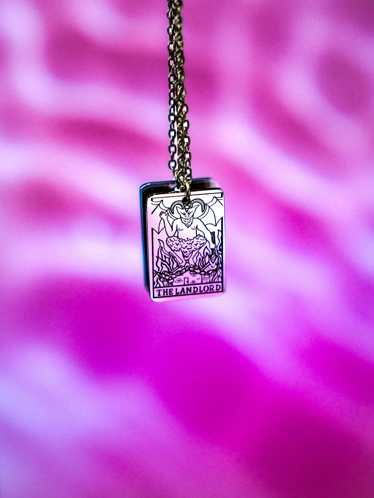 The Landlord Tarot Card Engraved Necklace in 304 Stainless Steel