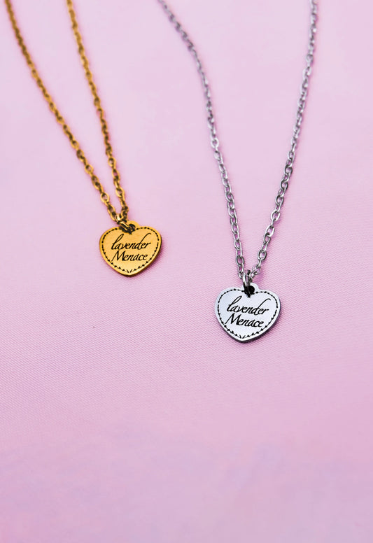 Gold Lavender Menace love heart necklace in 304 stainless steel