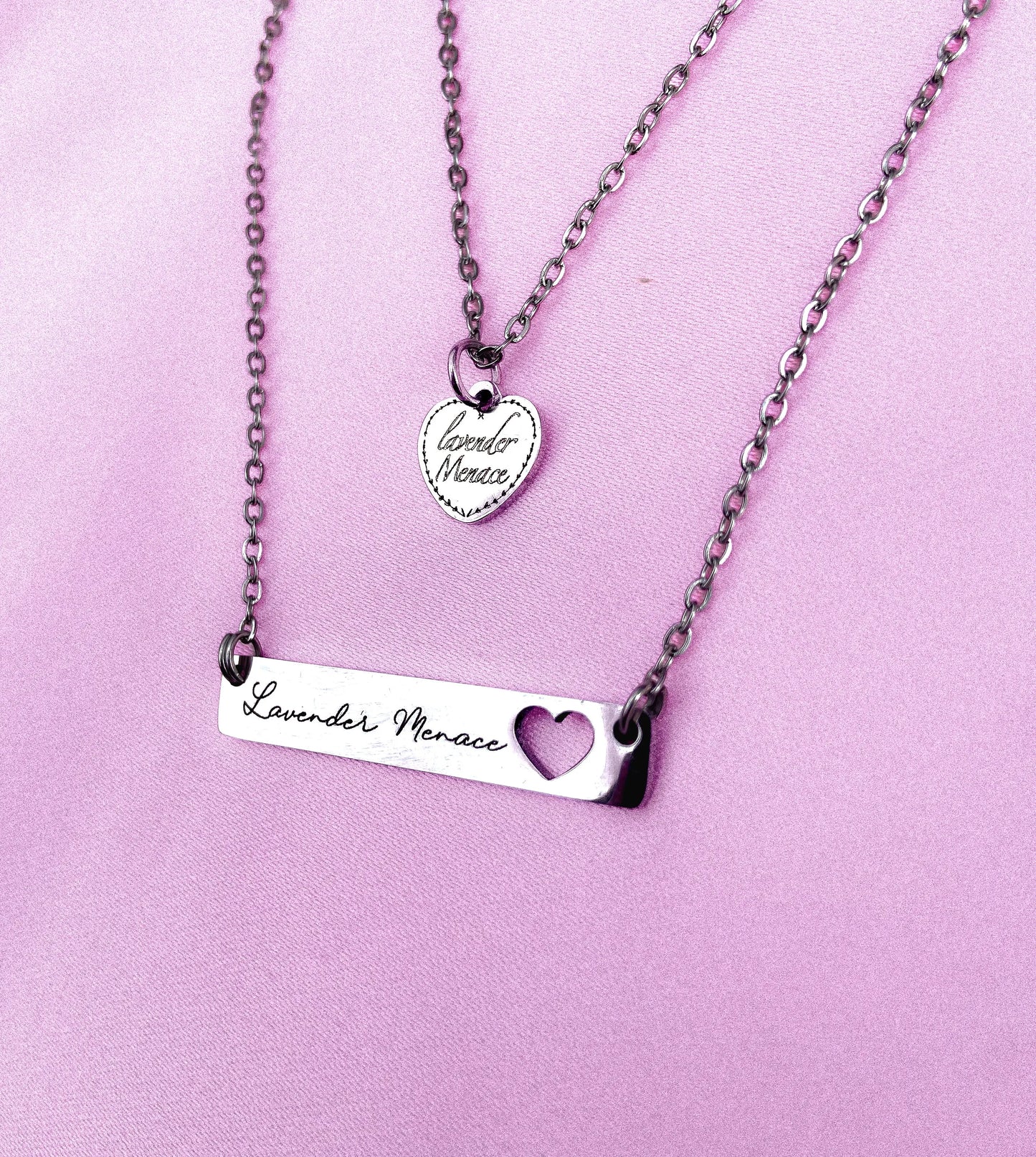 Lavender Menace necklace in 304 stainless steel Leftbians