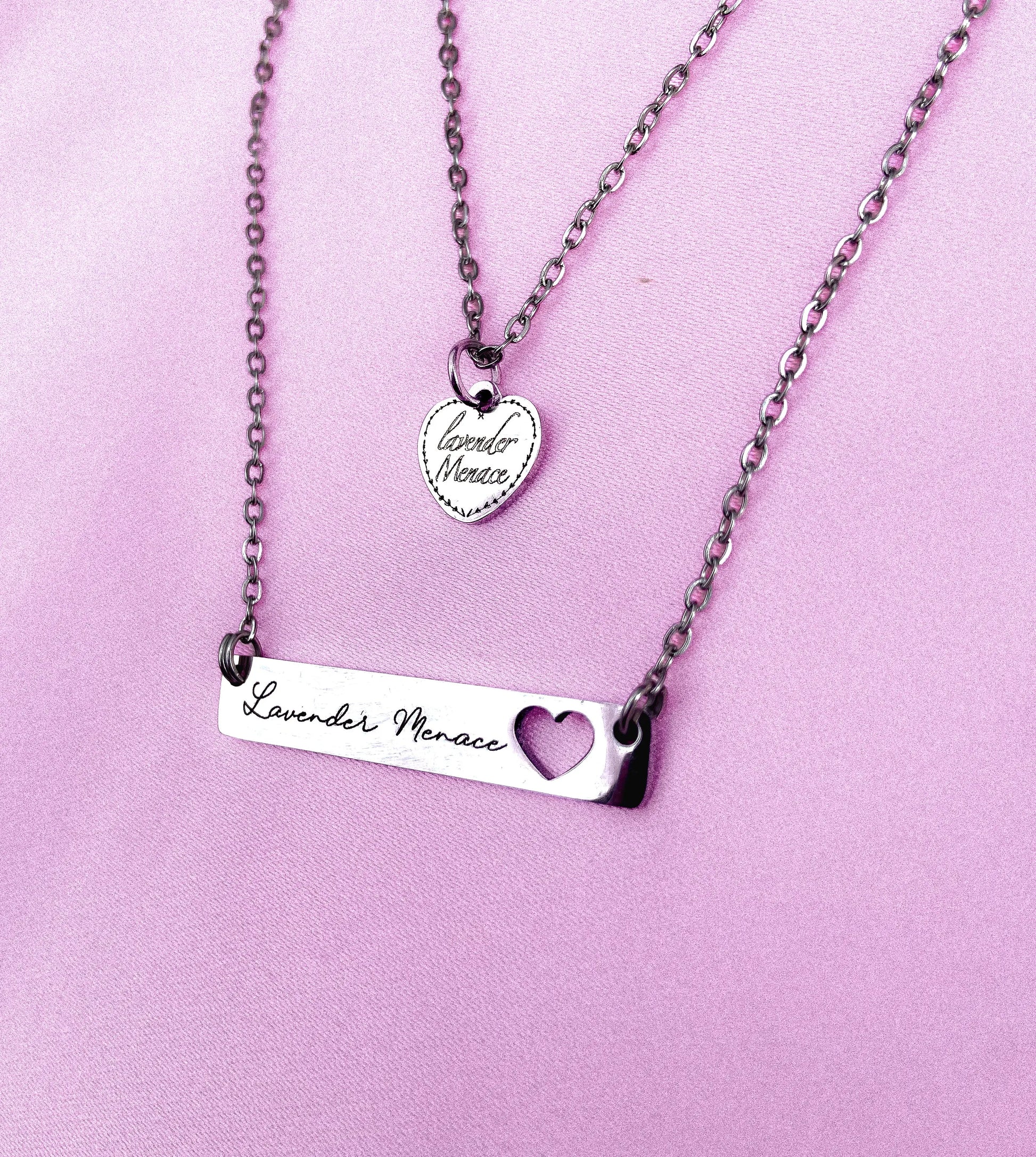 Lavender Menace necklace in 304 stainless steel Leftbians