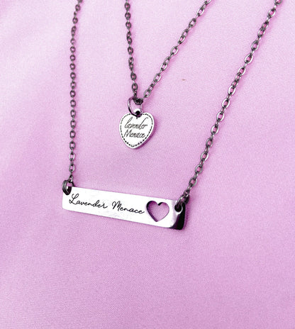 Lavender Menace necklace in 304 stainless steel Leftbians
