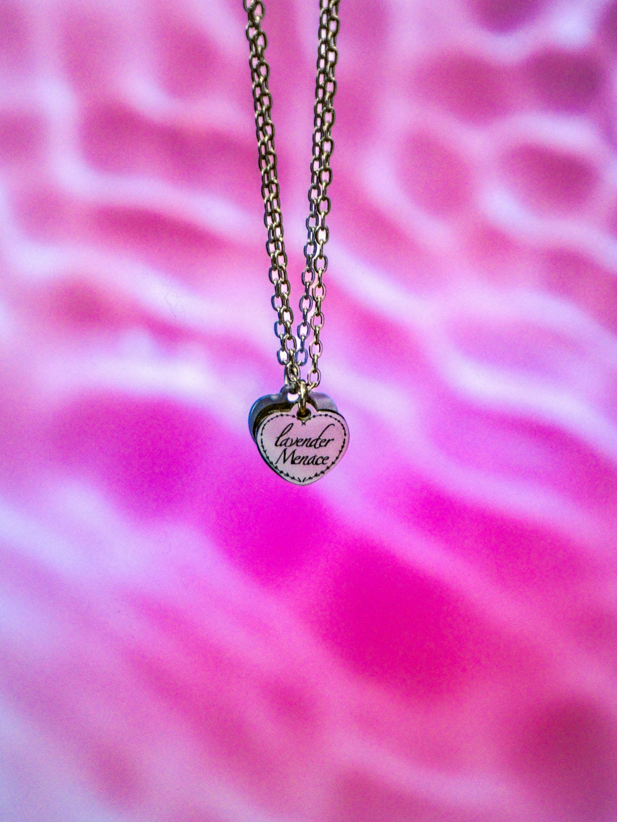 Lavender Menace Engraved Heart Necklace in 304 Stainless Steel