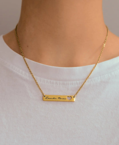 Gold Lavender Menace engraved bar necklace in 304 stainless steel Leftbians