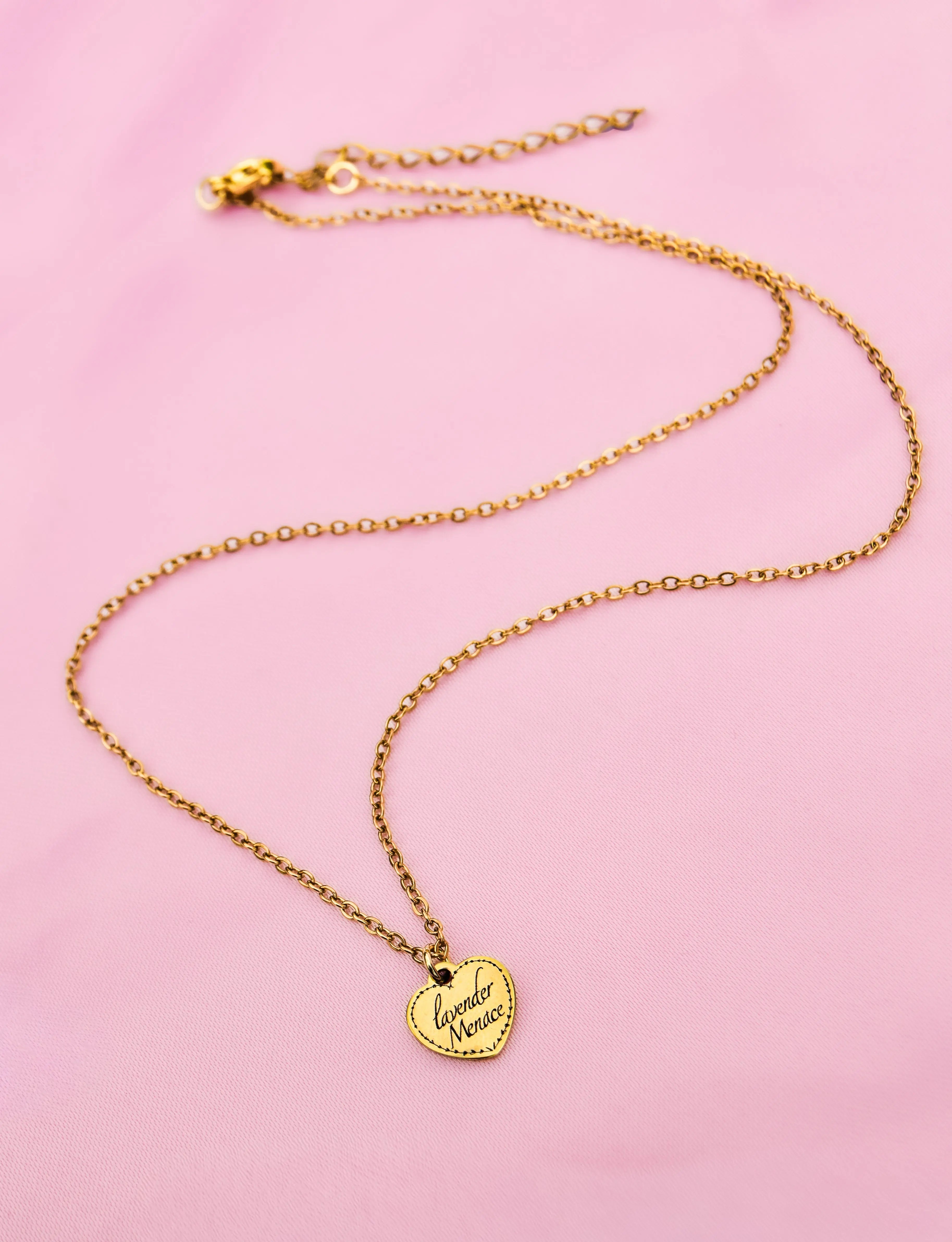 Gold Lavender Menace love heart necklace in 304 stainless steel