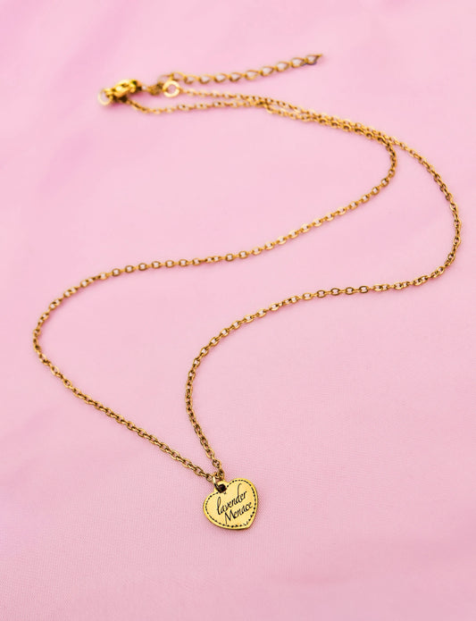Gold Lavender Menace love heart necklace in 304 stainless steel